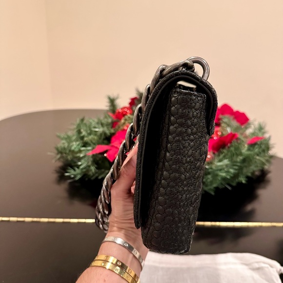 NWT RARE Zara Black Croc Embossed Faux Leather Shoulder Bag - Picture 10 of 17